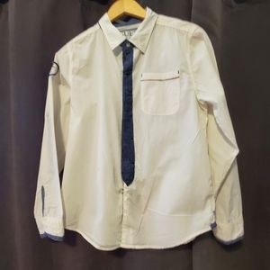 Guess faux tie white boys shirt size L 16-18